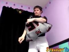 Straight jock masturbates solo after football practice