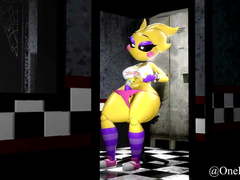 Toy chica giveing security guard a tit job