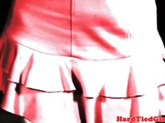 BDSM sub canned while tied up with rope